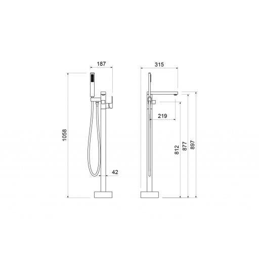 Смеситель для ванны с душем AQUATEK Либра AQ1645CR напольный хром